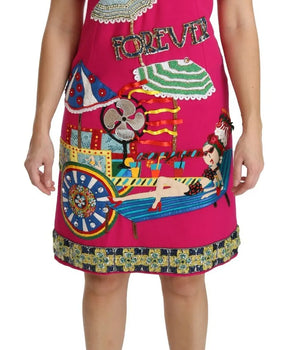 Dolce &amp; Gabbana Vestido tubo rosa Italia Forever con cristales