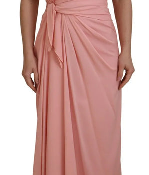 Dolce &amp; Gabbana Vestido midi tubo sin tirantes elástico de seda rosa