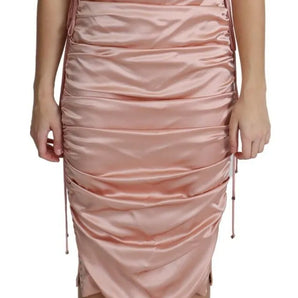 Dolce & Gabbana Pink Spaghetti Strap Bodycon Midi Dress