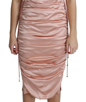 Dolce &amp; Gabbana Vestido midi ajustado con tirantes finos en rosa