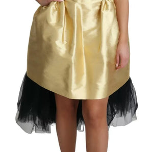 Dolce & Gabbana Polyester Gold Sleeveless A-line Tulle Dress