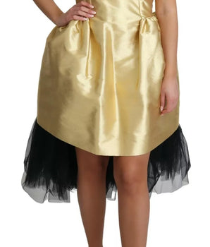 Dolce &amp; Gabbana Vestido de tul evasé sin mangas dorado de poliéster