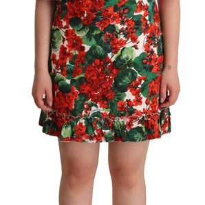 Dolce & Gabbana Red Green Portofino-Print Poplin Midi Dress