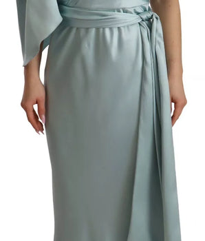 Dolce &amp; Gabbana Vestido midi de seda con un hombro al descubierto y corte en verde menta