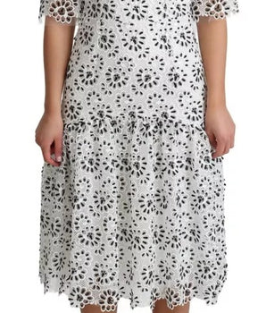 Dolce &amp; Gabbana White Cutout Design Polyester A-line Midi Dress