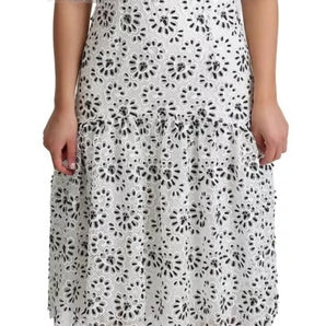 Dolce & Gabbana White Cutout Design Polyester A-line Midi Dress