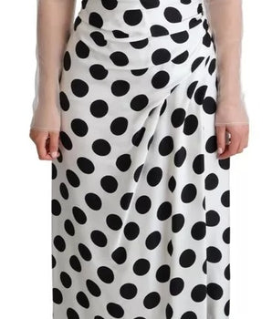 Dolce &amp; Gabbana White Polka Dots Crystal One Shoulder Dress