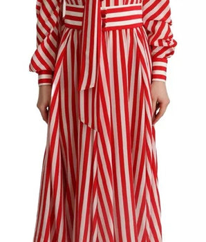 Dolce &amp; Gabbana White Red Silk A-Line Shift Gown Maxi Dress