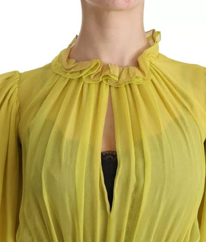 Dolce &amp; Gabbana Yellow Shift A-line Silk Gown Dress