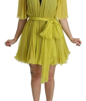 Dolce &amp; Gabbana Yellow Shift A-line Silk Gown Dress