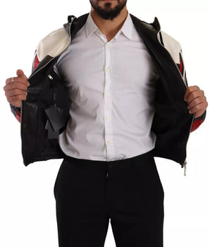 Dolce &amp; Gabbana Black Leather Hooded Blouson Jacket