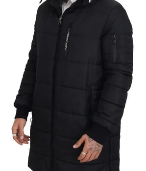 Dolce &amp; Gabbana Black Nylon Hooded Parka Coat Winter Jacket