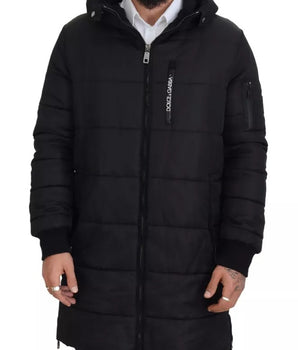 Dolce &amp; Gabbana Black Nylon Hooded Parka Coat Winter Jacket