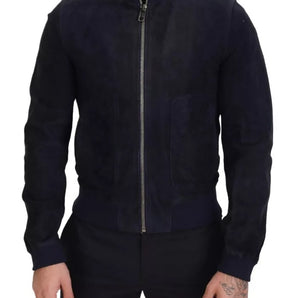 Dolce & Gabbana Dark Blue Suede Lambskin Blouson Jacket