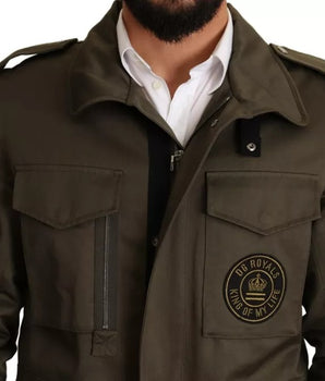 Dolce &amp; Gabbana Green Cotton DG Love Blouson Coat Jacket