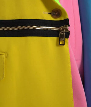 Dolce &amp; Gabbana Chaqueta abrigo con solapa de pico y patchwork multicolor