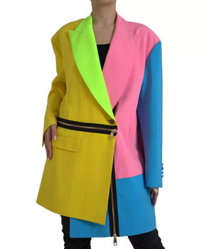 Dolce &amp; Gabbana Chaqueta abrigo con solapa de pico y patchwork multicolor