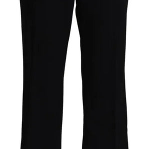 Dolce & Gabbana Black Wool Stretch Cropped Capri Trouser Pants