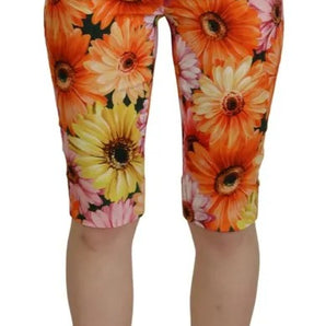 Dolce & Gabbana Multicolor Floral High Waist Cropped Pants