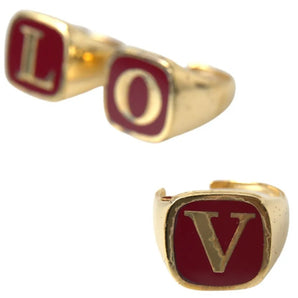 Dolce & Gabbana Gold Brass LOVE Enamel Set of 3 Ring