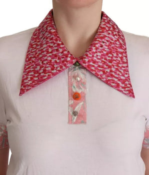 Dolce &amp; Gabbana White Sartoria T-shirt Button Wide Collar Top