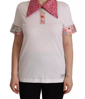 Dolce &amp; Gabbana White Sartoria T-shirt Button Wide Collar Top