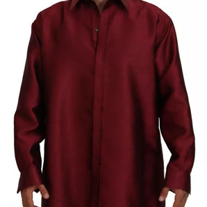 Dolce & Gabbana Bordeaux Cotton Long Sleeve Men Formal Shirt