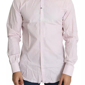 Dolce & Gabbana Light Pink Cotton Men Formal GOLD Dress Shirt