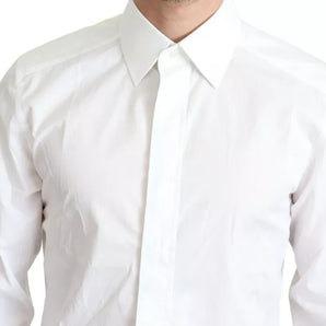 Dolce & Gabbana White Cotton Poplin Dress Formal GOLD Shirt