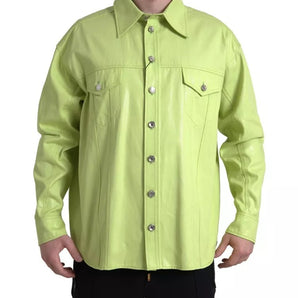 Dolce & Gabbana Green Cotton Collared Casual Button Down Shirt