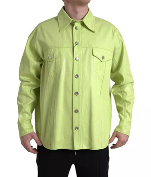 Dolce & Gabbana Green Cotton Collared Casual Button Down Shirt