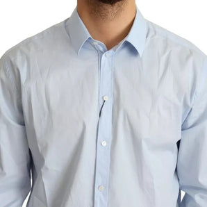 Dolce & Gabbana Light Blue Cotton Stretch Formal MARTINI Shirt