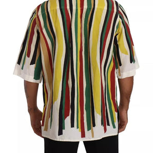 Dolce & Gabbana Multicolor Striped Linen Cotton Shirt