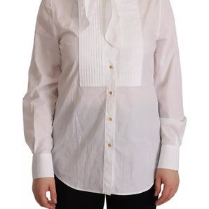 Dolce & Gabbana White Cotton Collared Long Sleeves Formal Shirt Top