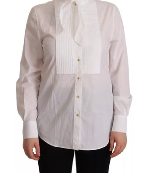 Dolce &amp; Gabbana Camisa formal de manga larga con cuello de algodón blanco