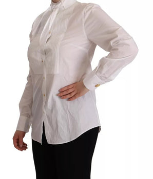 Dolce &amp; Gabbana Camisa formal de manga larga con cuello de algodón blanco