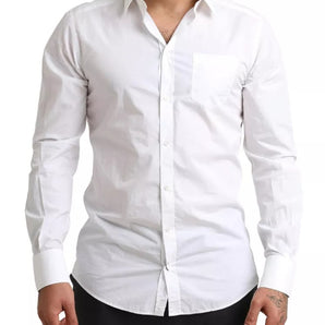 Dolce & Gabbana White GOLD Formal Cotton Tuxedo Dress Shirt