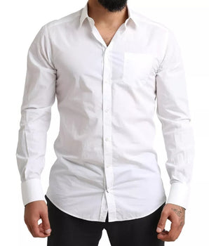 Dolce &amp; Gabbana White GOLD Formal Cotton Tuxedo Dress Shirt