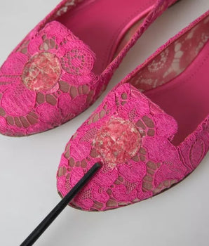 Dolce & Gabbana Pink Taormina Lace Slip On Flats Shoes