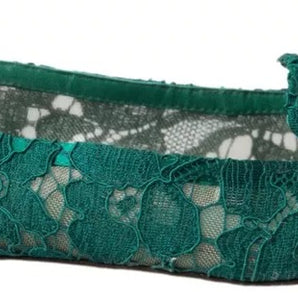 Dolce & Gabbana Green Floral Lace Loafers Flats Shoes