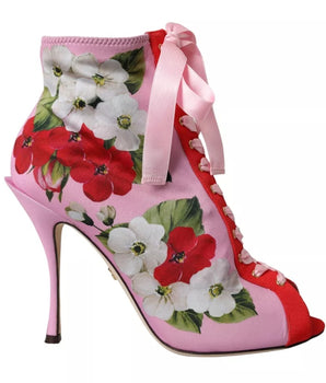 Dolce &amp; Gabbana Botas elásticas de jersey multicolor Zapatos de tacón con punta abierta