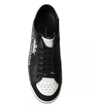Dolce & Gabbana Black Leather Crown Milano Men Sneakers Shoes