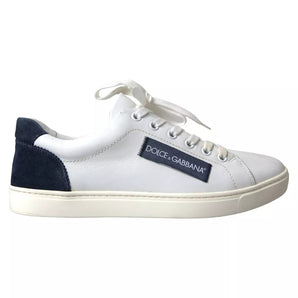 Dolce & Gabbana White Black Leather Low Top Sneakers Portofino Shoes