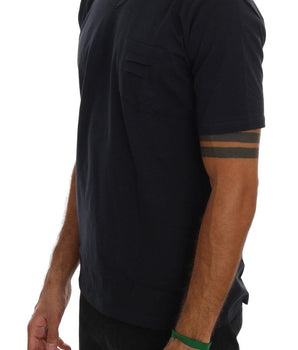 Daniele Alessandrini Chic Blue V-Neck Cotton Tee Daniele Alessandrini 