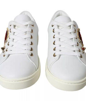Dolce &amp; Gabbana White Portofino Sacred Heart Sneakers Women Shoes
