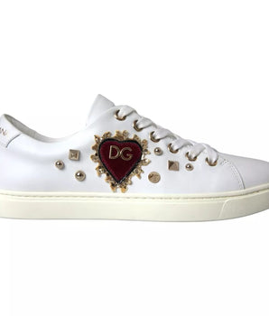 Dolce &amp; Gabbana White Portofino Sacred Heart Sneakers Women Shoes