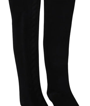 Dolce & Gabbana Black Wool Knit Calf Long Women Accessory Socks