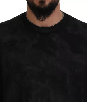Dolce & Gabbana Black Polyester Crewneck Pullover Sweater