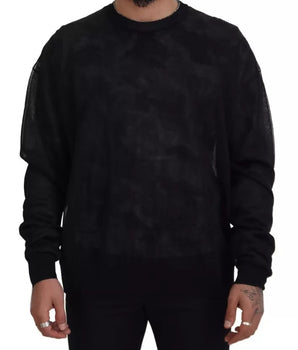 Dolce & Gabbana Black Polyester Crewneck Pullover Sweater
