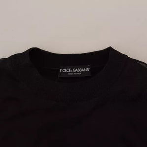 Dolce & Gabbana Black Polyester Logo Men Pullover Sweater